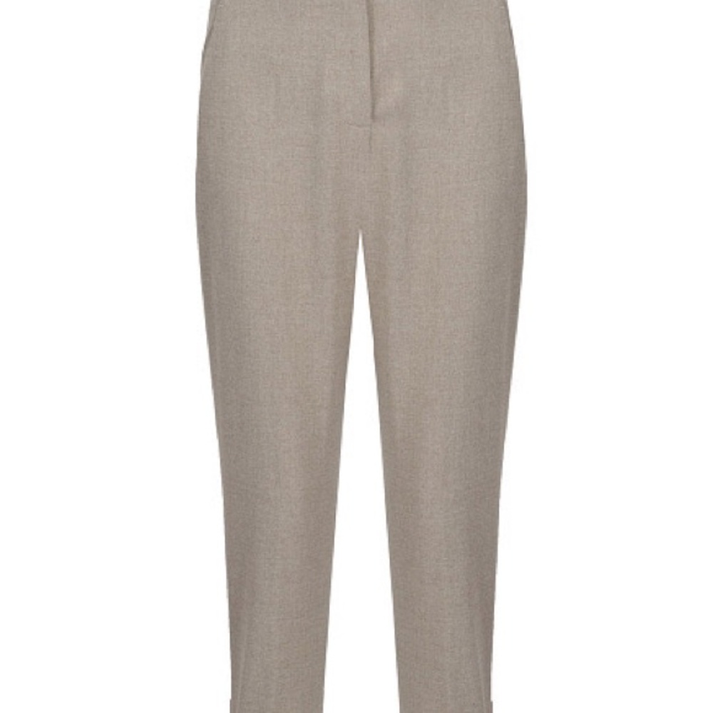 PESERICO Beige High-waisted Wool Pants/Trousers with Knit Cuff Hem - Picture 4 of 15